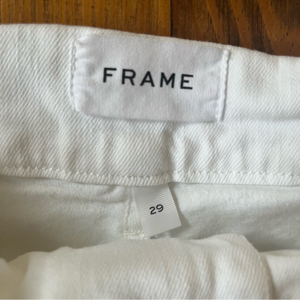 FRAME White High Waist Belted Pleated Pegged Jeans in 29 Crop - Picture 3 of 8